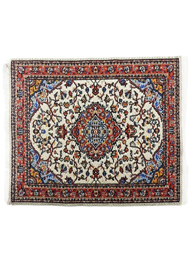 EMiEN 1PCS Exquisite Red Print Dollhouse Rug, DIY Dollhouse Decoration,1/12 Scale,Rectangle 6.7”x 3.9" Size,Carpeting Decor - Image 1