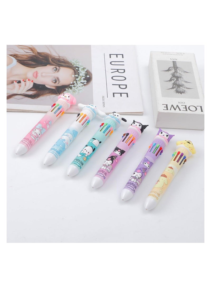 Generic 6pcs Kitty Cat 10 in 1 Multicolor Ballpoint Pen Cute 10 Color Retractable Ballpoint Pens for Office School Supplies Students Children Gift - Image 3