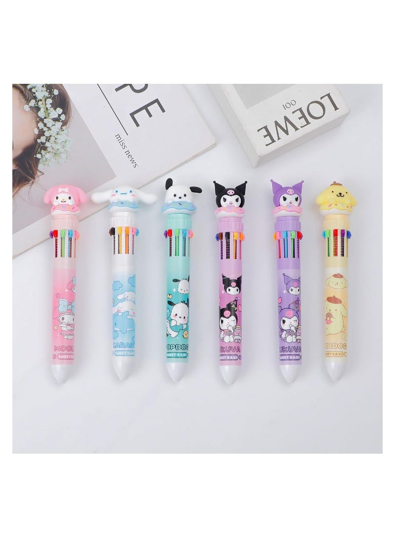 Generic 6pcs Kitty Cat 10 in 1 Multicolor Ballpoint Pen Cute 10 Color Retractable Ballpoint Pens for Office School Supplies Students Children Gift - Image 4