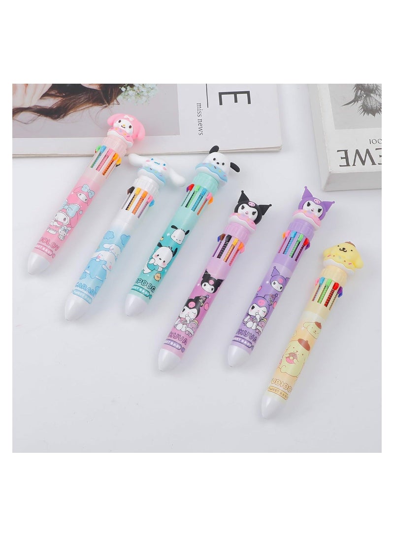 Generic 6pcs Kitty Cat 10 in 1 Multicolor Ballpoint Pen Cute 10 Color Retractable Ballpoint Pens for Office School Supplies Students Children Gift - Image 5