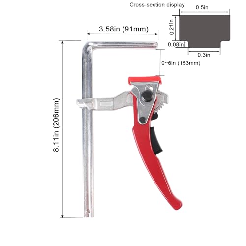KETIPED 2 Pack Ratcheting Table Clamp Quick Saw Track Clamps Ratchet Guide Rail Quick Bar Clamp for MFT Table and Guide Rail SystemFClamps with 06 Clamping RangeMG040RD - Image 3