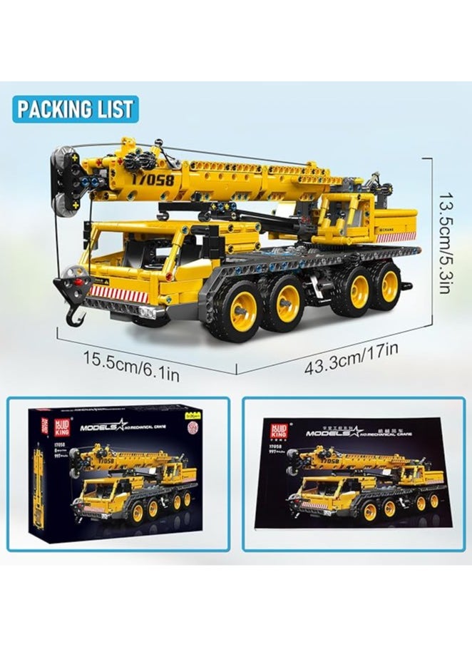 mould king Mould King 17058 heavy crane building set toy, crane construction set model, suitable for children over 8 years old building toys (997 pieces) 8+  - Image 4