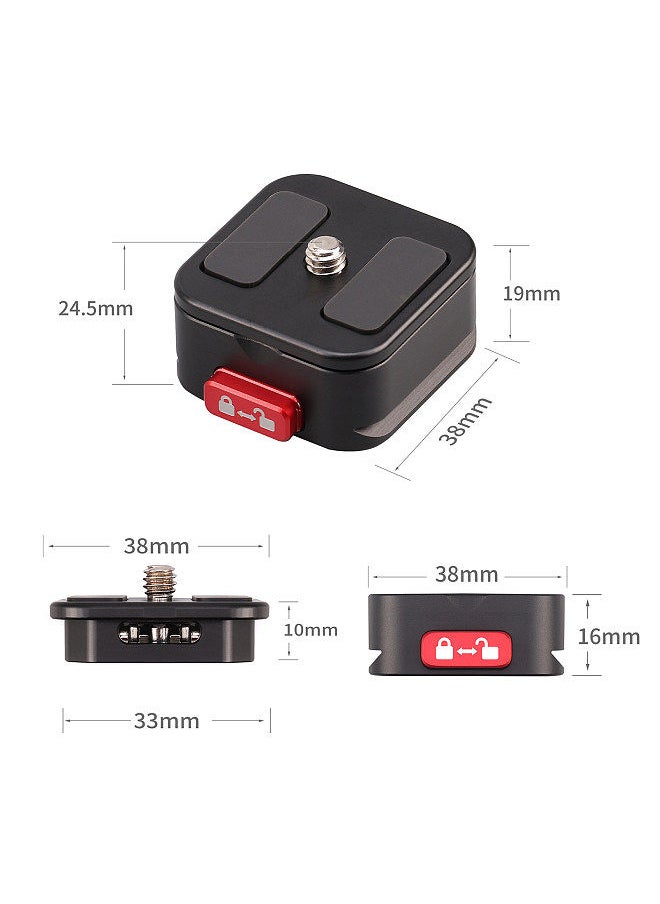 Generic - Quick Release Plate Tripod QR Plate Camera Mount Adapter Quick Setup Aluminum Alloy with 1/4 Inch Screw for DSLR Mirrorless Camera Tripod Gimbal Stabilizer - Image 1
