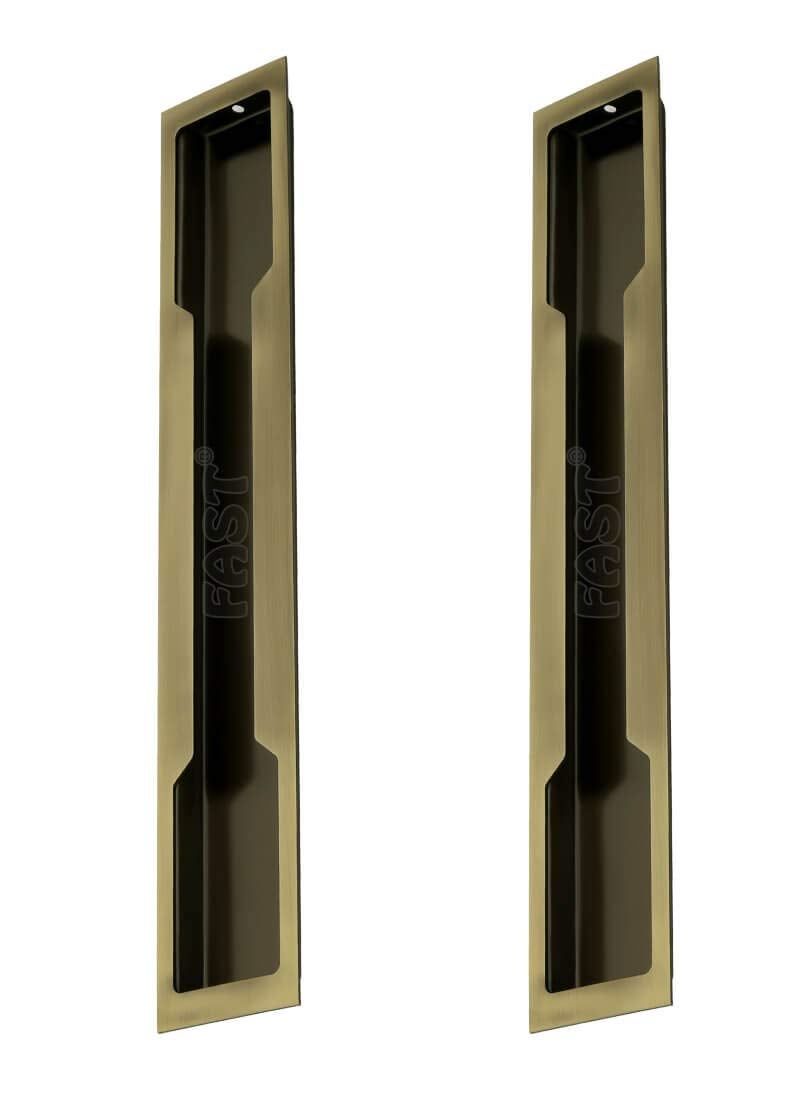 FAST FAST CSH01 Steel Brass Antique Concealed Sliding Door Handle for Wardrobe Cupboard Cabinet Doors Pull Move The Door Aside and Dresser Kitchen Drawers 12 Inch  - Image 1