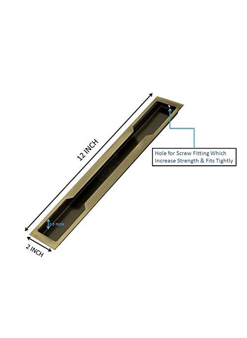 FAST FAST CSH01 Steel Brass Antique Concealed Sliding Door Handle for Wardrobe Cupboard Cabinet Doors Pull Move The Door Aside and Dresser Kitchen Drawers 12 Inch  - Image 2