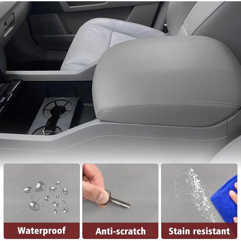 KBH Car Center Console Lid Cover Replacement for Honda Pilot 2009-2015, Vinyl Leather, Armrest Replace Covering, Anti-Scratch, Gray (Leather Part Only) - Image 4