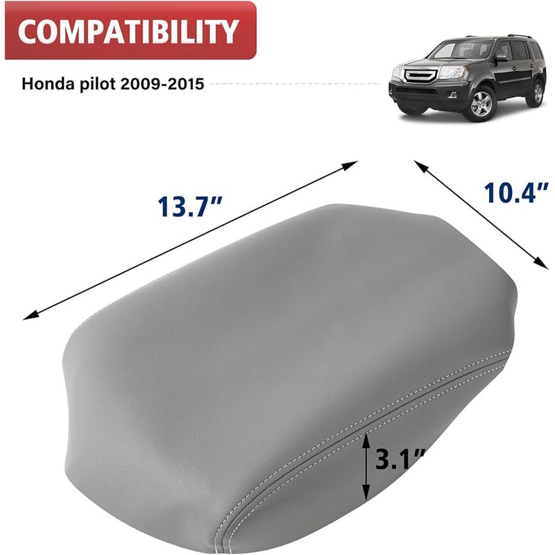 KBH Car Center Console Lid Cover Replacement for Honda Pilot 2009-2015, Vinyl Leather, Armrest Replace Covering, Anti-Scratch, Gray (Leather Part Only) - Image 3