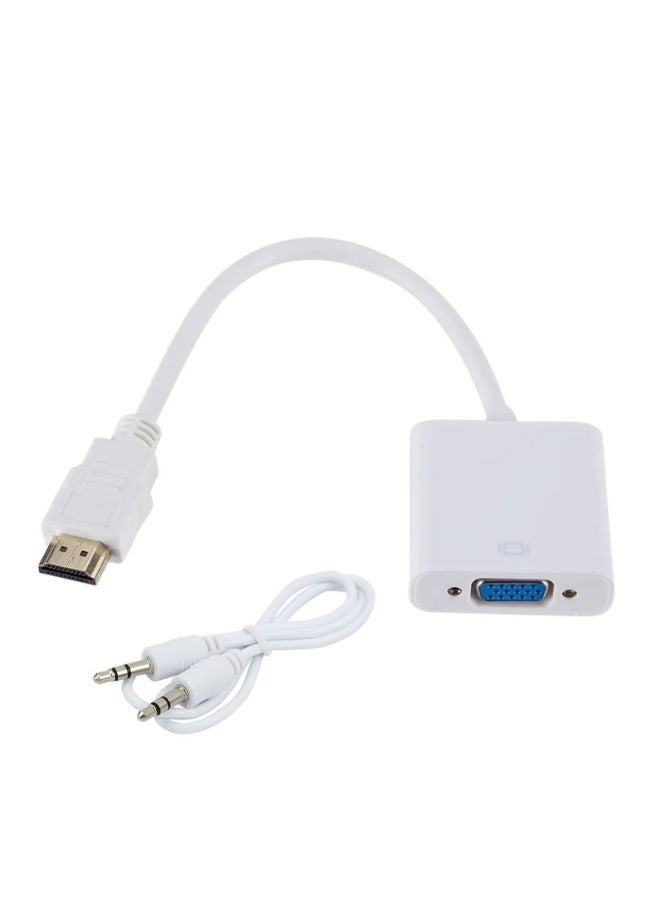 HDMI to VGA adapter (1080P) with 3.5 mm cable, white color - Image 1