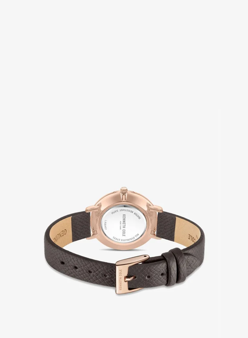 Kenneth Cole New York  34mm Analog Women's Watch with Brown Genuine Leather Strap for Women | Best Price UAE