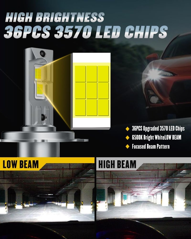 DZG H4 LED Headlight Bulbs 6500K 45W Super Bright 9003 HB2 LED Bulb High Low Beam Halogen Replacement LED Headlights Conversion Kit, Pack of 2 - Image 5
