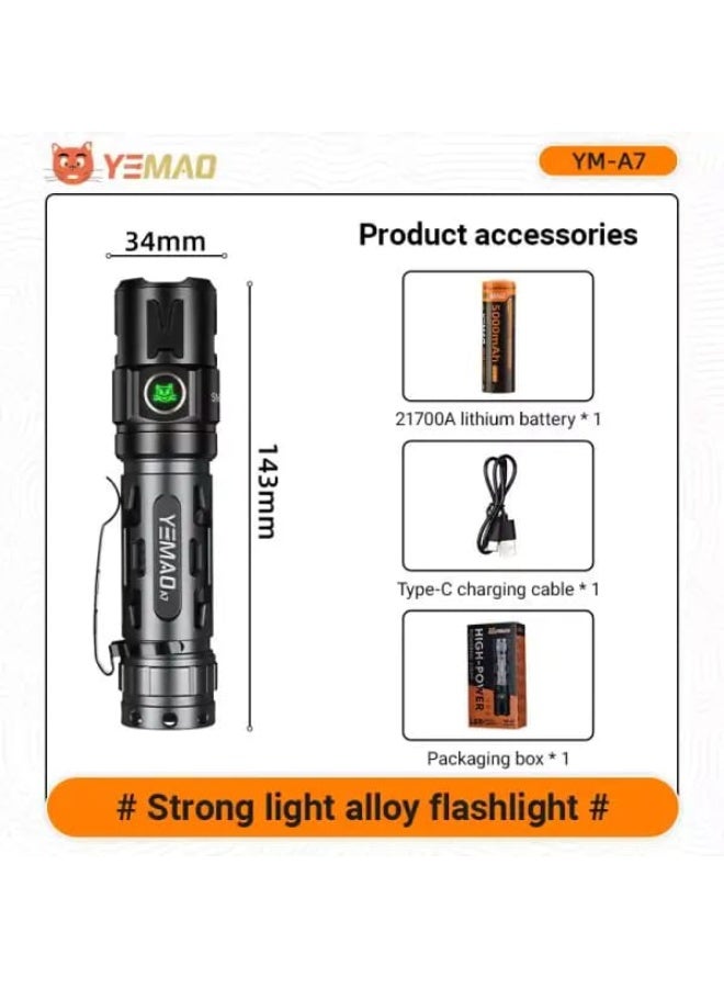 يماو مصباح يدوي تكتيكي عالي الطاقة بتقنية LED من YEMAO YM-A7 - مصباح قابل لإعادة الشحن متعدد الأوضاع مع مؤشر للبطارية - Image 3