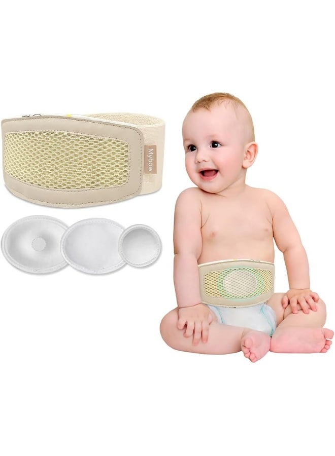 Mybow Umbilical Hernia Belt Baby, Infant Belly Button Band, Umbilical Cord Cover for Newborn Abdominal Binder, Hernia Support Truss, Belly Button Shaper, Adjustable Navel Band with 3 Compression Pad - Image 1
