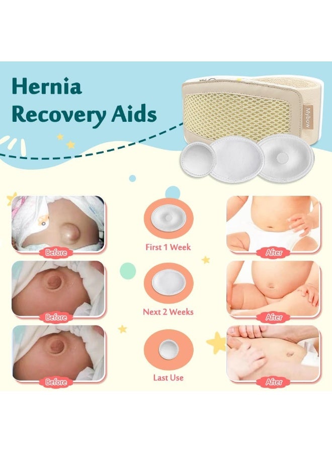 Mybow Umbilical Hernia Belt Baby, Infant Belly Button Band, Umbilical Cord Cover for Newborn Abdominal Binder, Hernia Support Truss, Belly Button Shaper, Adjustable Navel Band with 3 Compression Pad - Image 3