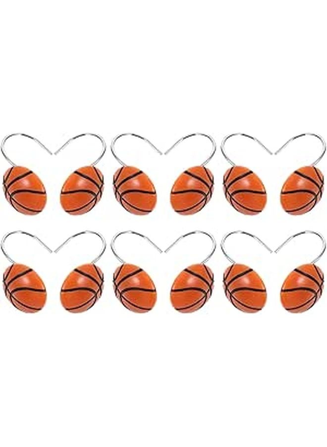 Basketball Shower Curtain Hooks 12pcs Set Resin Rings Bathroom Accessories - Image 1