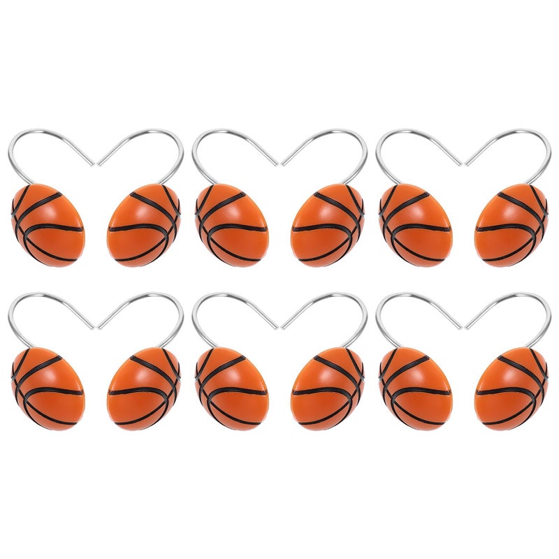 Basketball Shower Curtain Hooks 12pcs Set Resin Rings Bathroom Accessories - Image 2