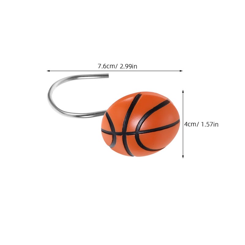 Basketball Shower Curtain Hooks 12pcs Set Resin Rings Bathroom Accessories - Image 3