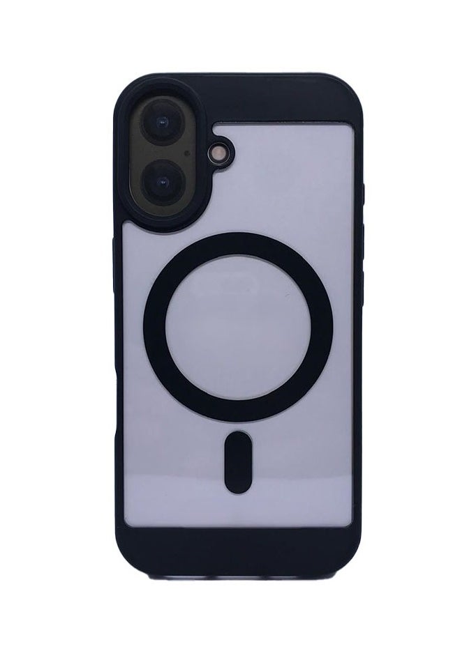Generic - Magnetic transparent iPhone 16 case supports MagSafe  charging  for iPhone 16 - Black - Image 1
