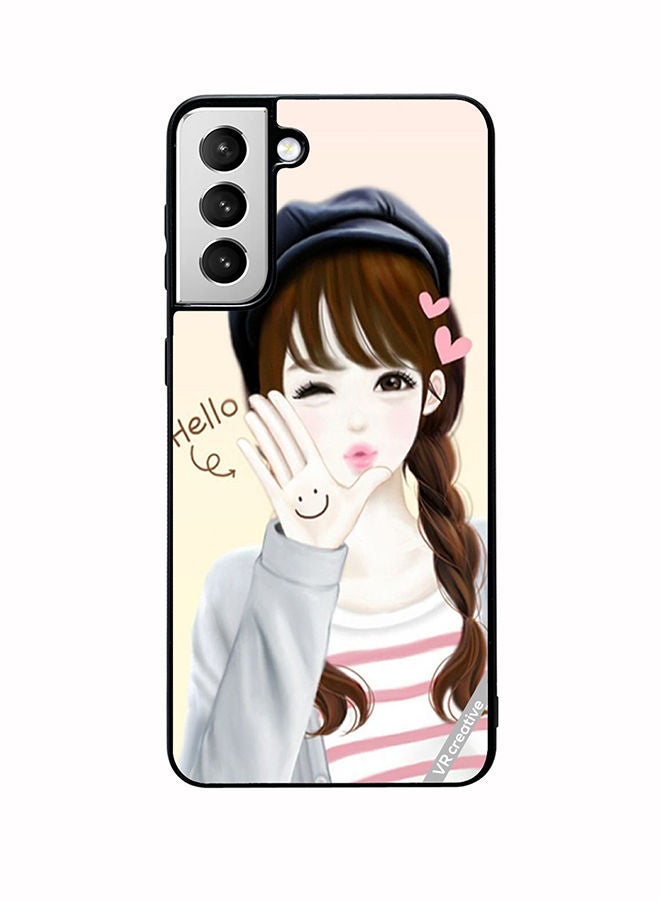 VR CREATIVE Protective Case Cover For Samsung Galaxy S22 Plus 5G Hello Girl Design Multicolour - Image 1