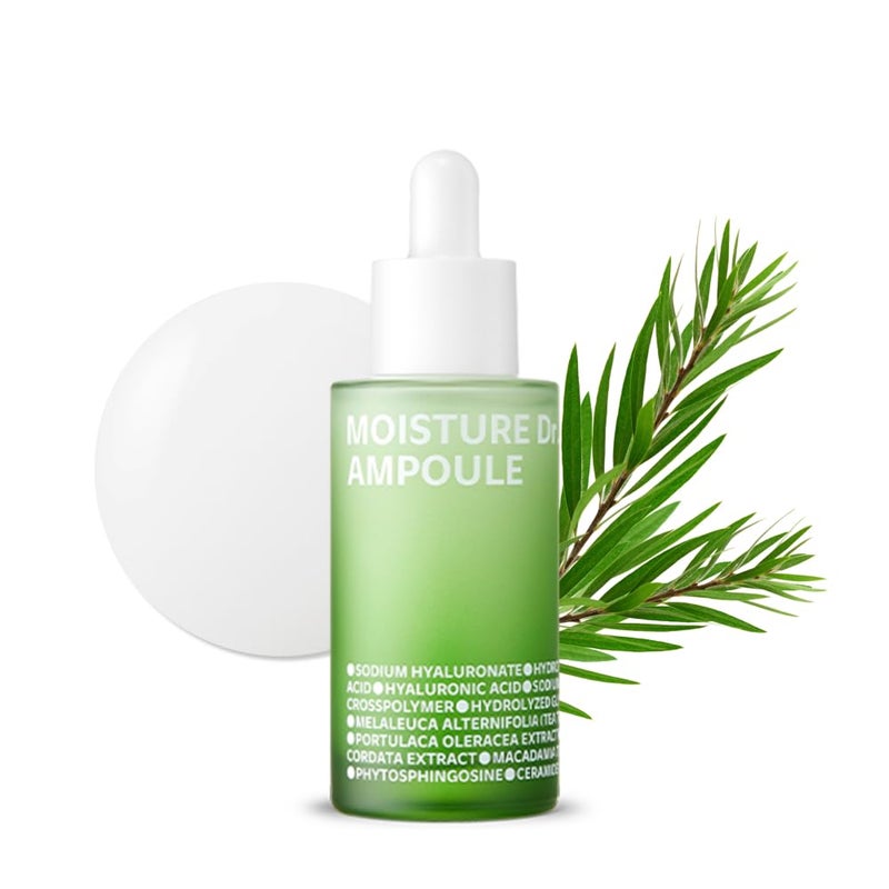 ISOI Moisture Dr.Ampoule 40ml (1.35 fl.oz) | Hydrating Soothing Daily Facial Moisturizer for Dry and Sensitive Skin with Tea Tree Ceramide, Hyaluronic Acid | Skin Barrier Repair