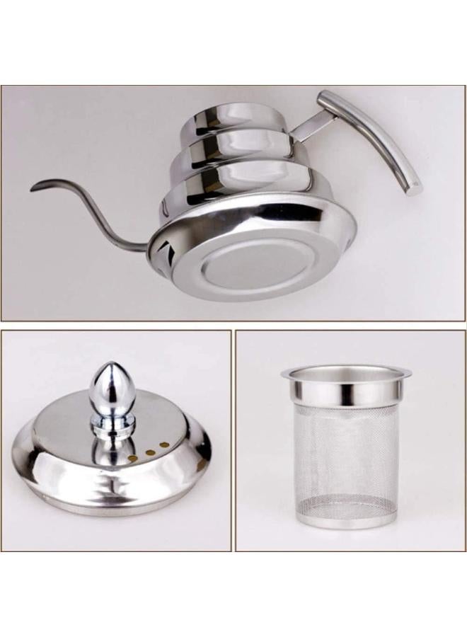 Coffee Drip Gooseneck Pot Kettle Teapot Tea Kettle Coffee Stainless Steel Teapot Stainless Steel Gooseneck for Drip Coffee Drip Tea Kettle,Silver - Image 3