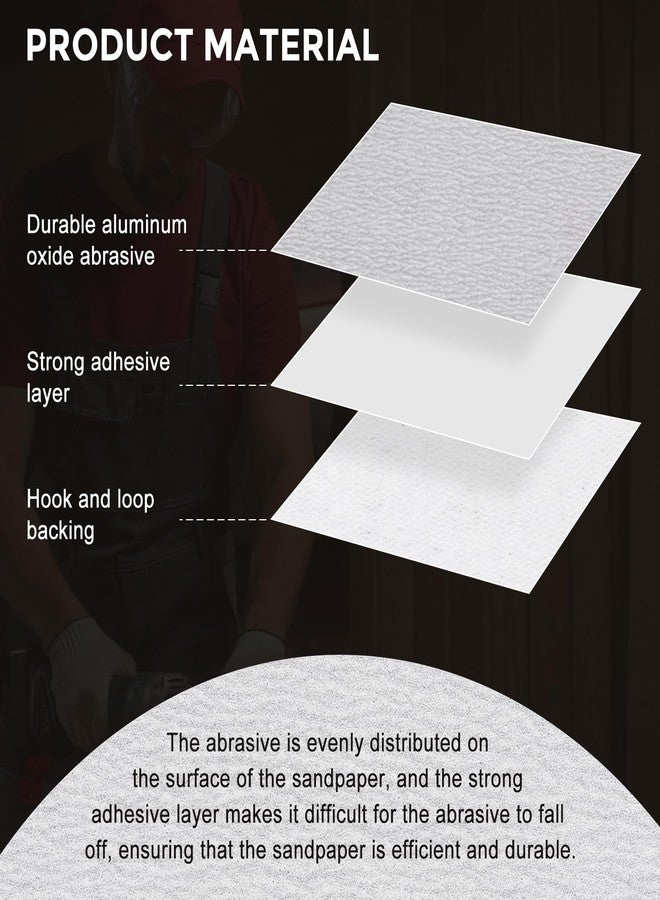 Kozelo 50 Pcs Sanding Discs 11 Inch 100 Grit Hook and Loop Random Orbital Sandpapers Suitable for Drywall Sander Wood Metal Furniture, White - Image 4