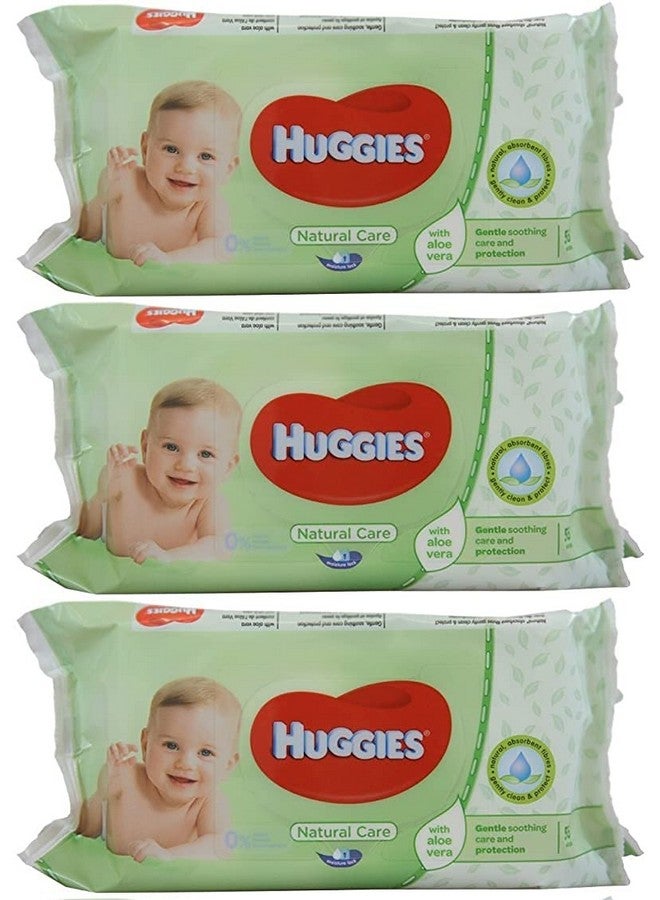 HUGGIES Natural Care Baby Wipes, Sensitive, 3 packs of 56 (168 ct)