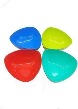 Luxansa Unbreakable Microwave Safe Oven Mixing Set of 4 Square Plastic Bowls Serving for Kitchen Snacks Salad Cake Unique Dessert Dinning Table Making Set Ice Cream Dry Fruits Freezer Safe for Kitchen 17 x 17 x 7 CM 1000 ML Triangle Bowl - Image 3