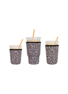ViveLifDeco 3 Pack Leopard Print Insulator for Cold Beverages, Reusable Iced Coffee Sleeves, Neoprene Cup Sleeves  - Image 3