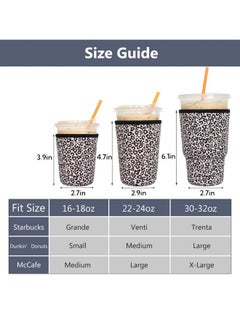 ViveLifDeco 3 Pack Leopard Print Insulator for Cold Beverages, Reusable Iced Coffee Sleeves, Neoprene Cup Sleeves  - Image 2