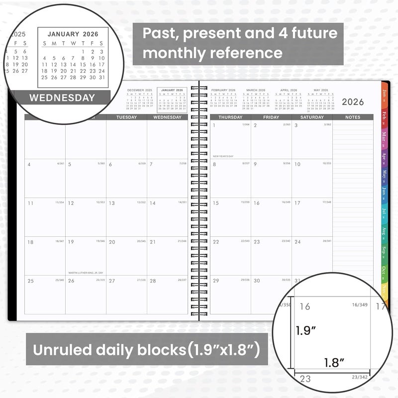 Artfan 2026 Monthly Planner/Calendar - 12 Monthly Planner, JAN 2026 - DEC 2026 Planners with Tabs & Pocket & Label, 8.5" x 11", 2 Pack, Black - Image 3