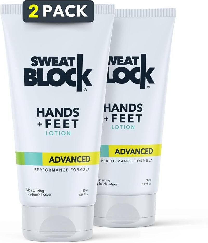 SweatBlock Antiperspirant Lotion for Sweaty Hands & Feet, Anti Sweat Hyperhidrosis Treatment to Help Stop Hand Sweat and Foot Perspiration, Non-irritating, 50mL (2 Pack) - Image 1
