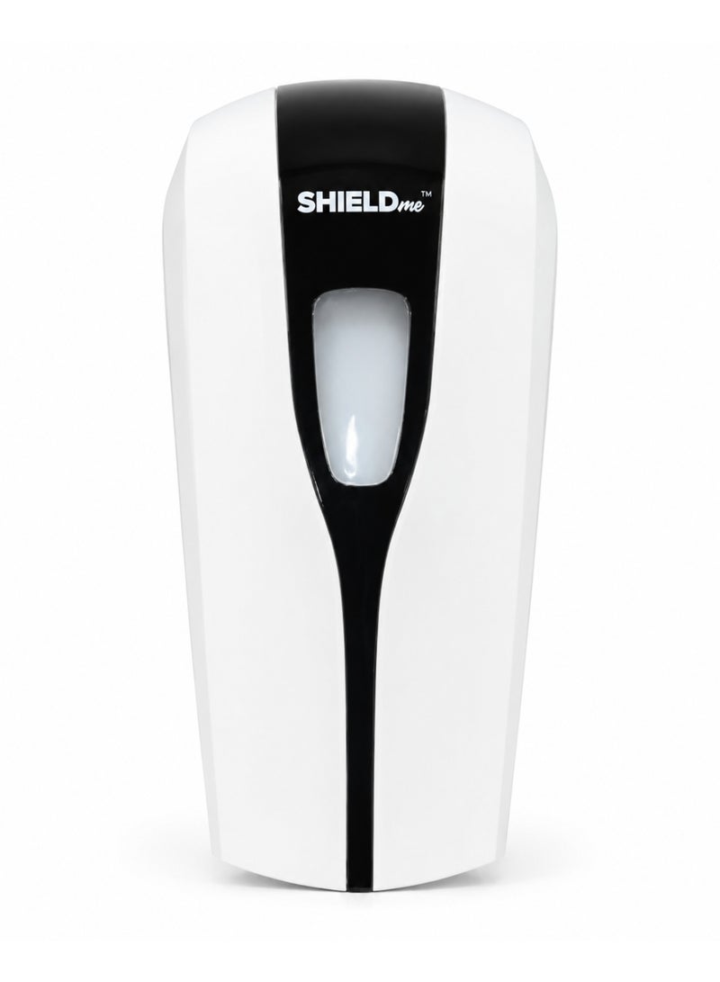 SHIELDme Wall Mounted Soap Dispenser, Liquid Hand Wash & Sanitizer Dispenser for Bathroom Kitchen Office Washroom, White/Black - Image 1