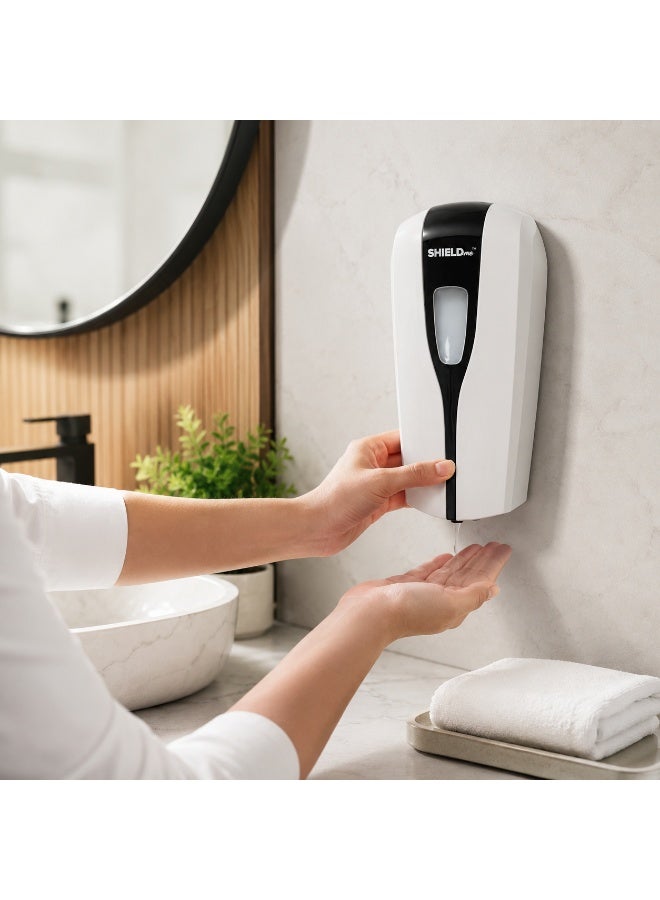 SHIELDme Wall Mounted Soap Dispenser, Liquid Hand Wash & Sanitizer Dispenser for Bathroom Kitchen Office Washroom, White/Black - Image 3