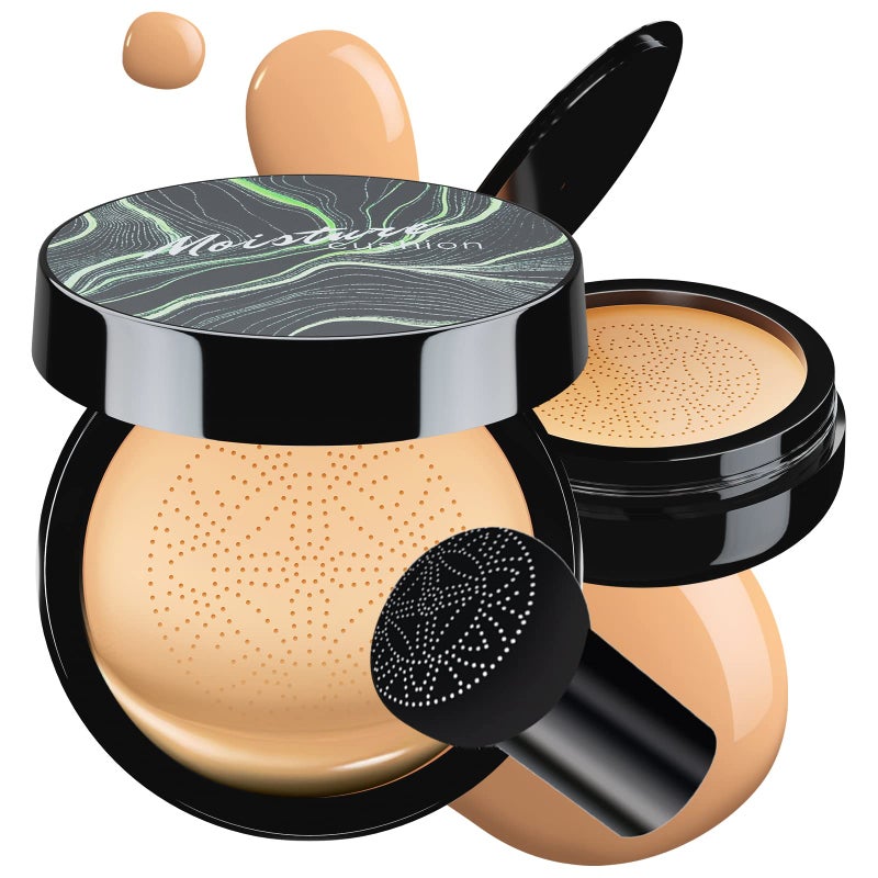 Ursoulney Mushroom Head Air Cushion CC Cream - BB Cream Foundation Makeup Moisturizing Concealer Long-Lasting, Cushion Foundation Full Coverage Self Adjusting for Mature Skin & All Skin Types (Buff Beige) - Image 1