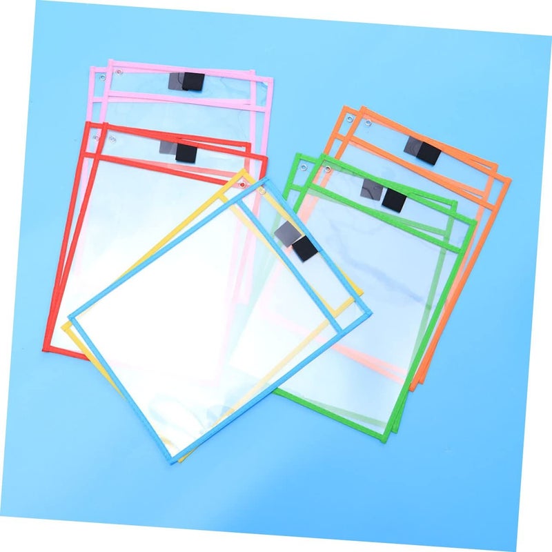 24 Reusable Dry Erase Pockets PVC Write Wipe School Office Supplies Pen Holder Hanging Grommet - Image 4
