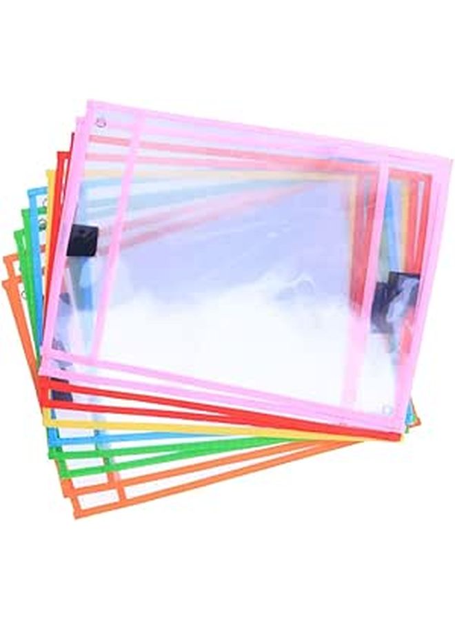 24 Reusable Dry Erase Pockets PVC Write Wipe School Office Supplies Pen Holder Hanging Grommet - Image 1