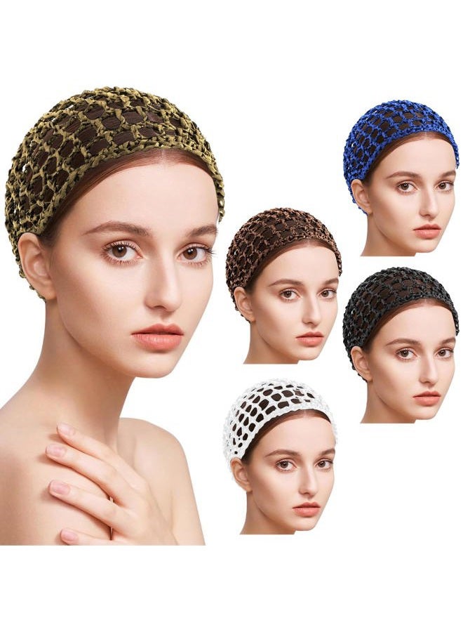AUEAR , Hair Nets Cap Sleeping Hairnet Snoods Wrap Bonnets Long Straight Curl Wig Head Protector Mesh Wrapping Crochet Wave Cook Hats Bun Lift Strap Weaving Sew For Women Ballet (5 Pack, Multi) - Image 1