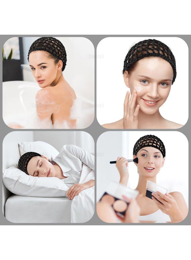 AUEAR , Hair Nets Cap Sleeping Hairnet Snoods Wrap Bonnets Long Straight Curl Wig Head Protector Mesh Wrapping Crochet Wave Cook Hats Bun Lift Strap Weaving Sew For Women Ballet (5 Pack, Multi) - Image 4