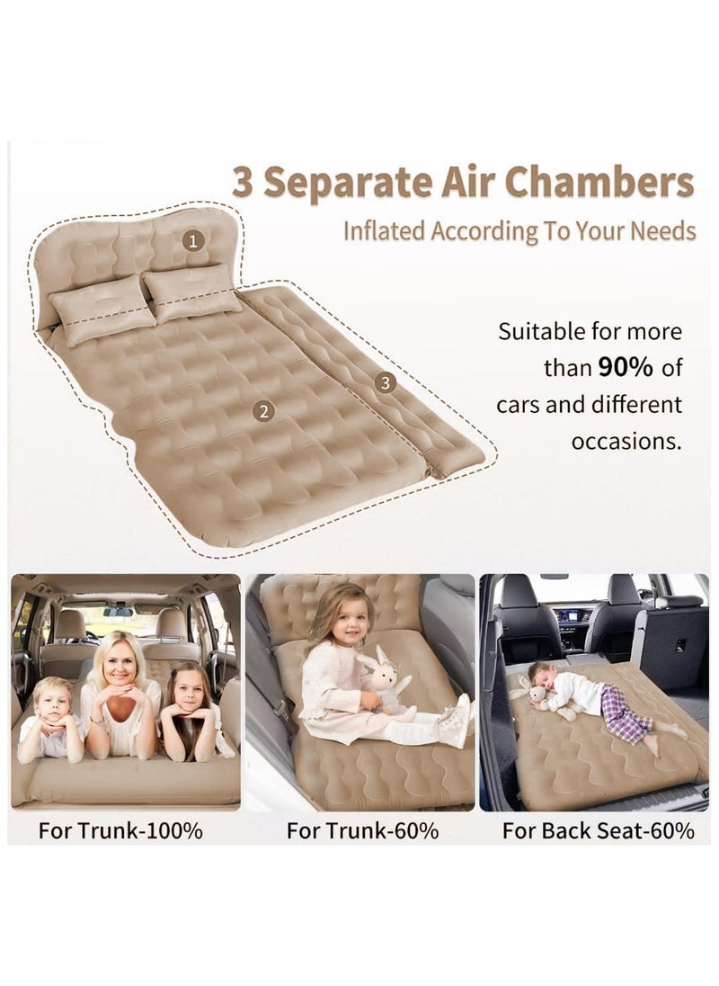 AUTOYSUR - Inflatable Car Air Mattress, Thickened Flocking Car Air Bed with Air Pump, Portable Car Travel Mattress, Car Sleeping Mattress Bed with 2 Pillows for Car Universal SUV - Image 1