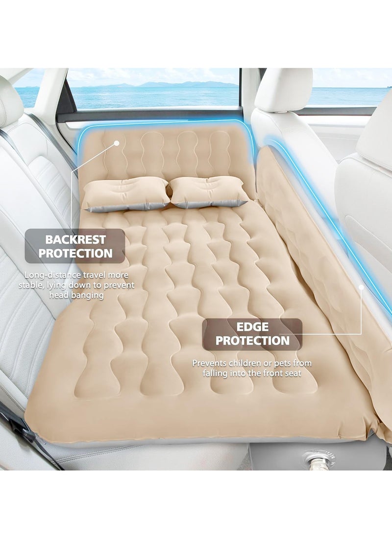 AUTOYSUR - Inflatable Car Air Mattress, Thickened Flocking Car Air Bed with Air Pump, Portable Car Travel Mattress, Car Sleeping Mattress Bed with 2 Pillows for Car Universal SUV - Image 1