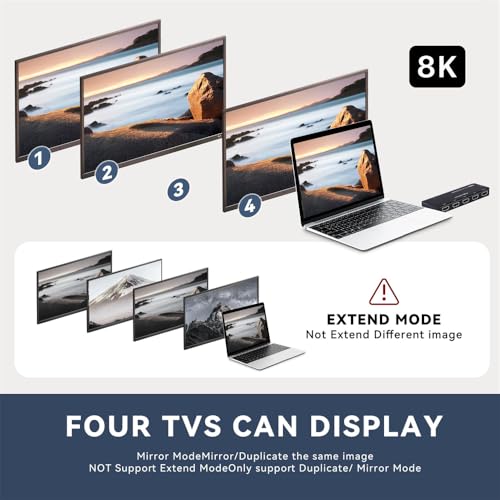 NFHK HDMI Splitter 8K 60hz UltraHD Converter Compatible 21 Switch 1IN4OUT 48Gbps UHD Hub Support HDCP SST Extended 4K120hz 35mm Audio - Image 3