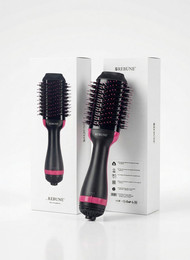 REBUNE 1200W Hot Air Styler New Hair Styler One-Step Volumizer Negative Ionic Technology Hair Dryer and Hot Air Brush Black/Pink - Image 1