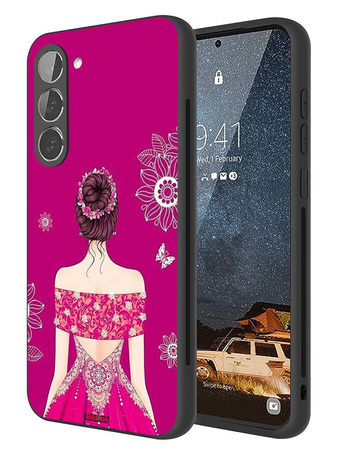 Tolwak غطاء حماية لجهاز سامسونج جالاكسي S23 بلس 5G فن الفتاة والزهور - Image 1