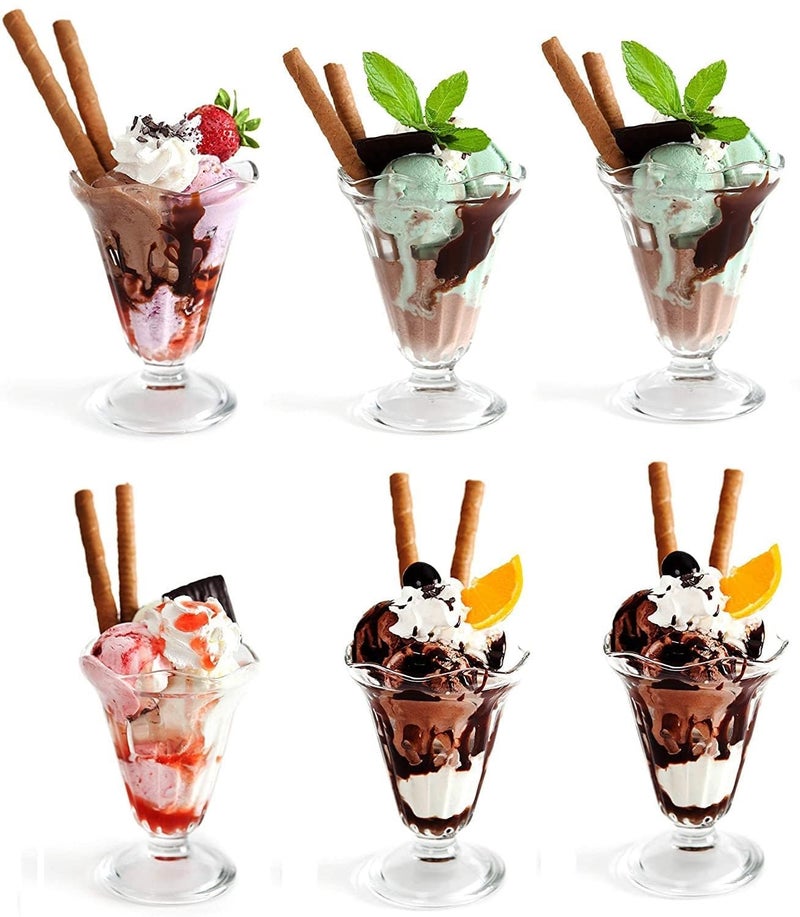 ConvertKitchen Crystal Glass Ice Cream Bowl Home Kitchen Serving Platter or Dessert Cup for Sundae Sweets Snacks Fruit Pudding Nuts or Dip Serving Bowls Set of 6 - Image 1