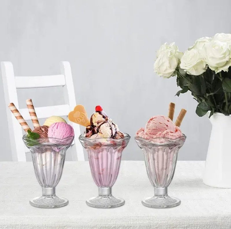 ConvertKitchen Crystal Glass Ice Cream Bowl Home Kitchen Serving Platter or Dessert Cup for Sundae Sweets Snacks Fruit Pudding Nuts or Dip Serving Bowls Set of 6 - Image 5