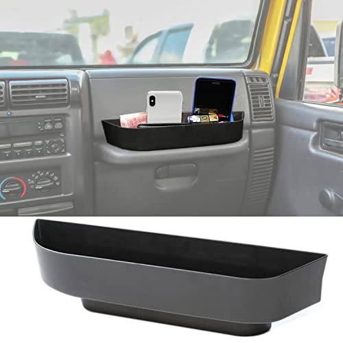 YOCTM TJ Co-pilot Passenger Grab Bar Storage Tray Organizer Box for 1997-2006 Jeep Wrangler TJ SE Sport Sahara Rubicon Sport Utility Black Interior Parts Accessories - Image 1