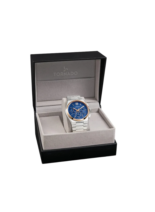 TORNADO Men's Multi Function Display Watch With Silver Stainless Steel Strap - T24105-KBSN
