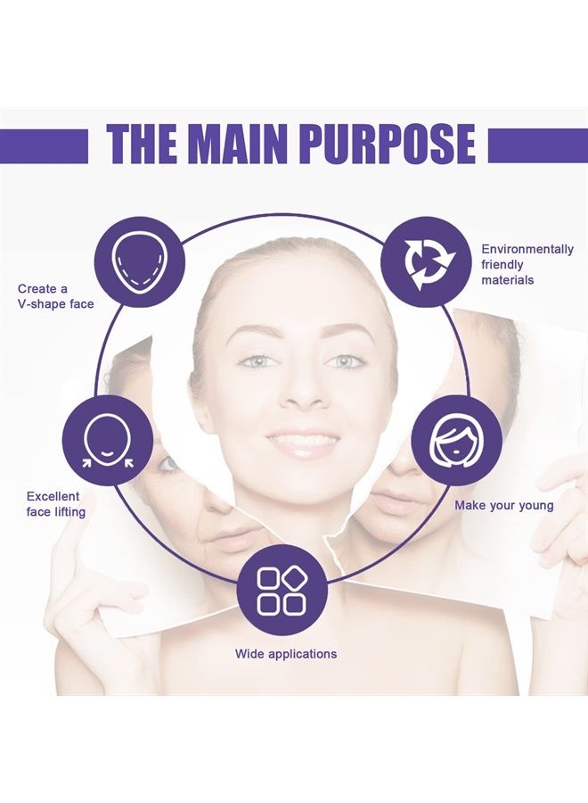 Teetown شريط رفع الوجه، 40 قطعة شريط وجه غير مرئي فائق النحافة مع حبال رفع مرنة، يشد البشرة ويخفي التجاعيد في الوجه والرقبة ويشد البشرة المترهلة - Image 3