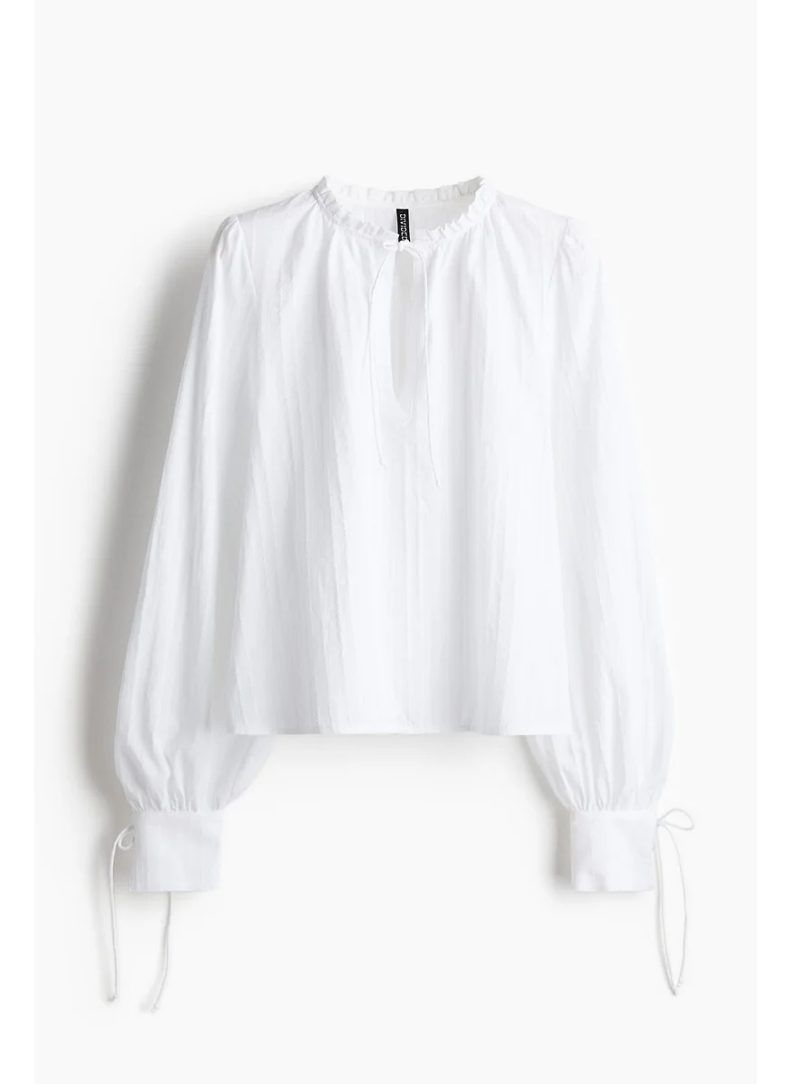 اتش اند ام Tie-Detail Cotton Blouse