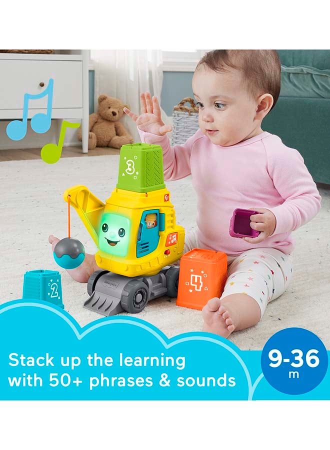 Fisher-Price Baby & Toddler Learning Toy Count & Stack Crane with Blocks, Lights, Music & Sounds for Infants Ages 9+ Months - Image 1